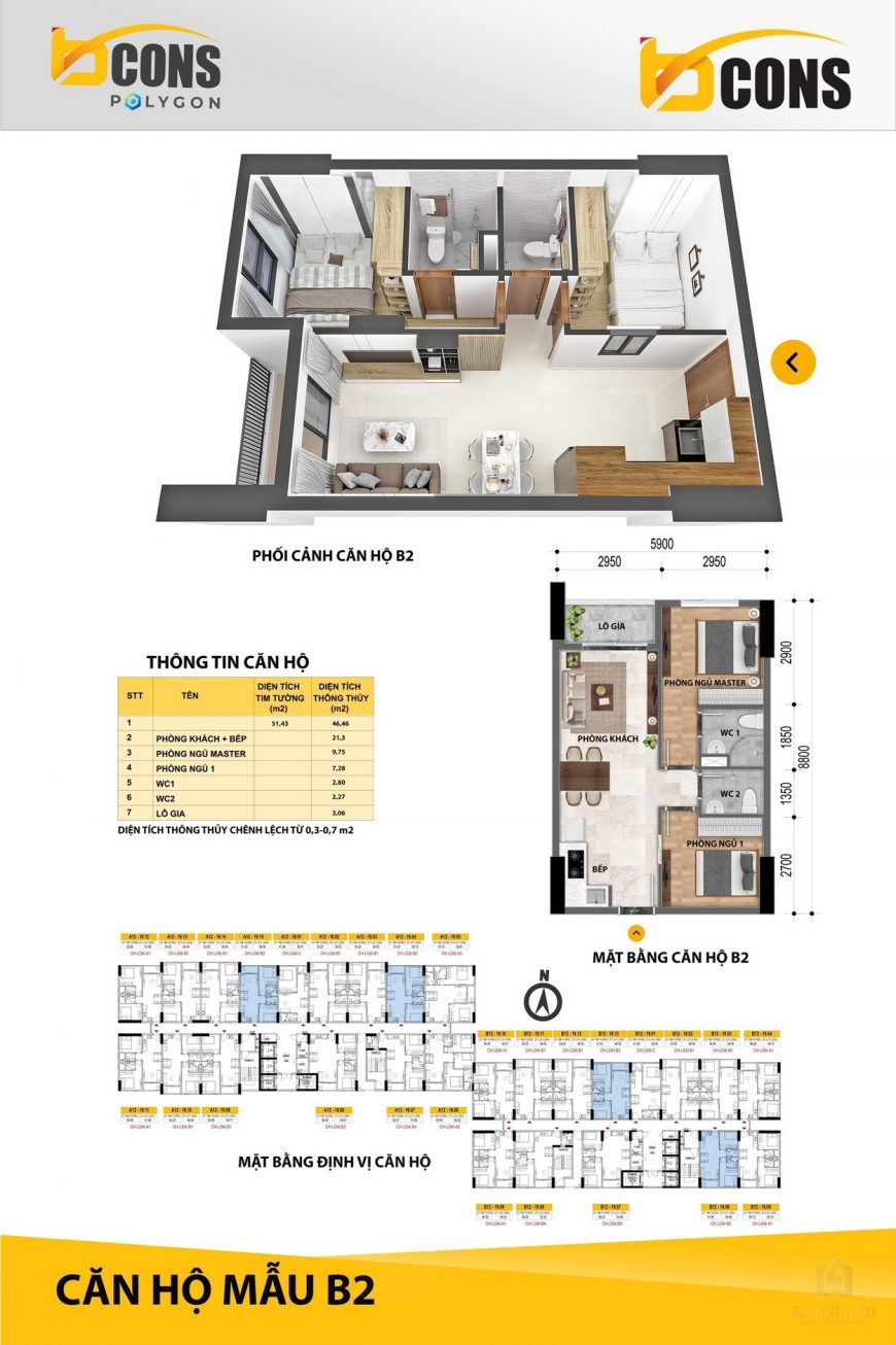 Mẫu thiết kế chi tiết căn hộ bcons Polygon