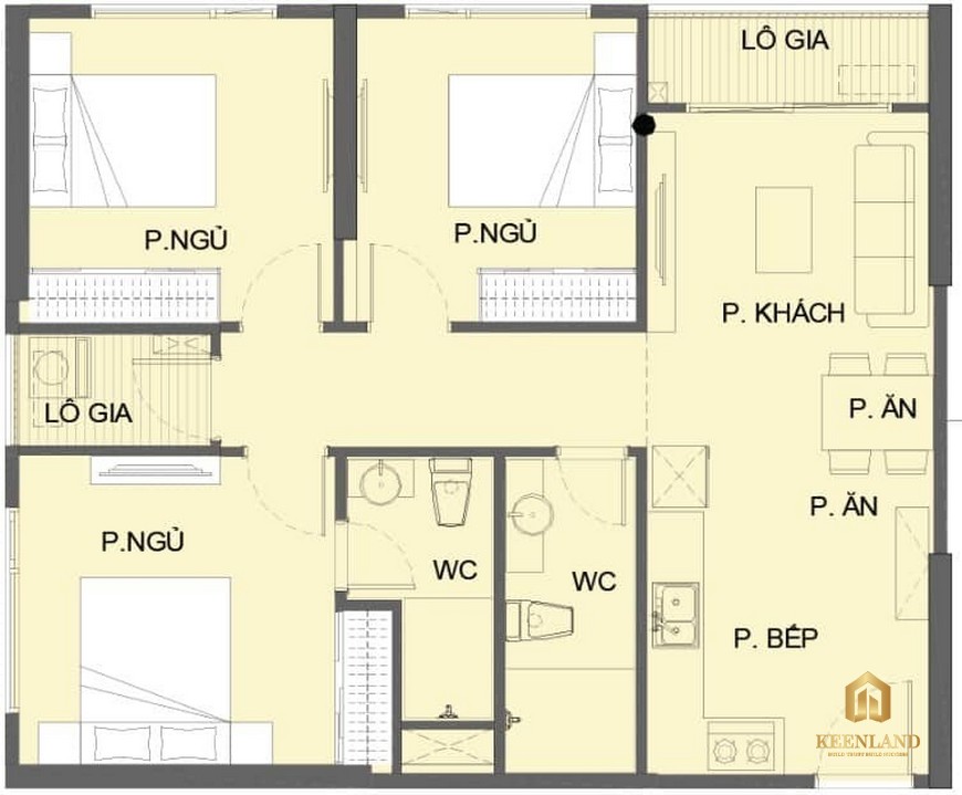 Thiết kế căn hộ 3PN The Origami Vinhomes