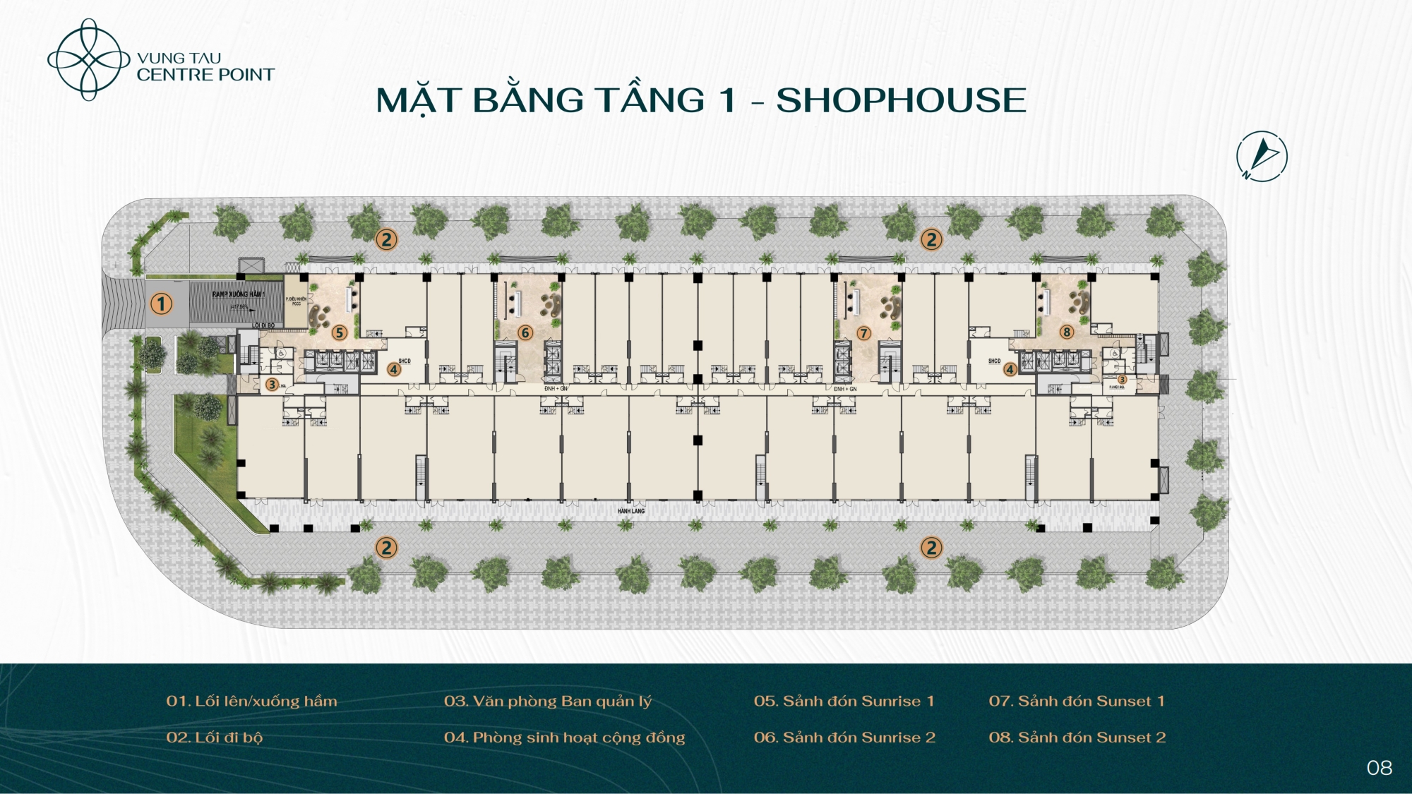 Mặt bằng tầng 1 shophouse dự án căn hộ Vũng Tàu Centre Point