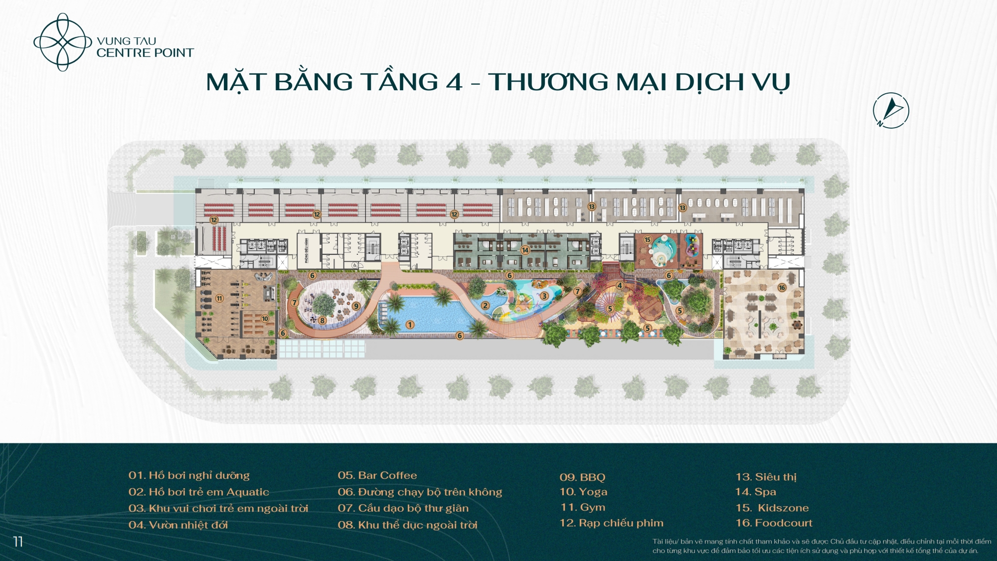 Mặt bằng tầng 4 Thương mại dịch vụ tại dự án căn hộ Vũng Tàu Centre Point