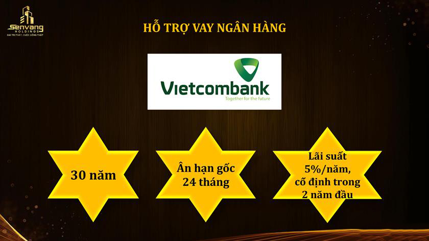 Ngân hàng Vietcombank hỗ trợ vay nhà phố Sen Vàng Town