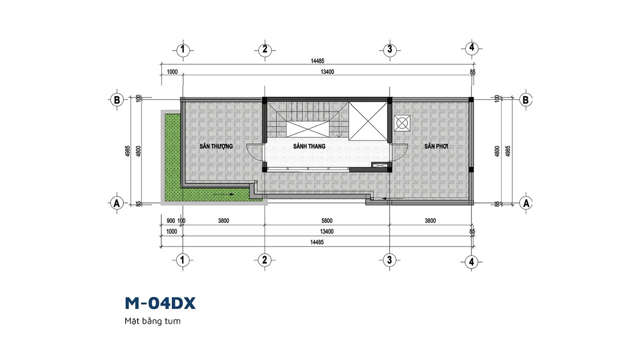 Mặt bằng tum căn IV 11.01 Nhà phố thấp tầng số 5 - Đông Tăng Long.