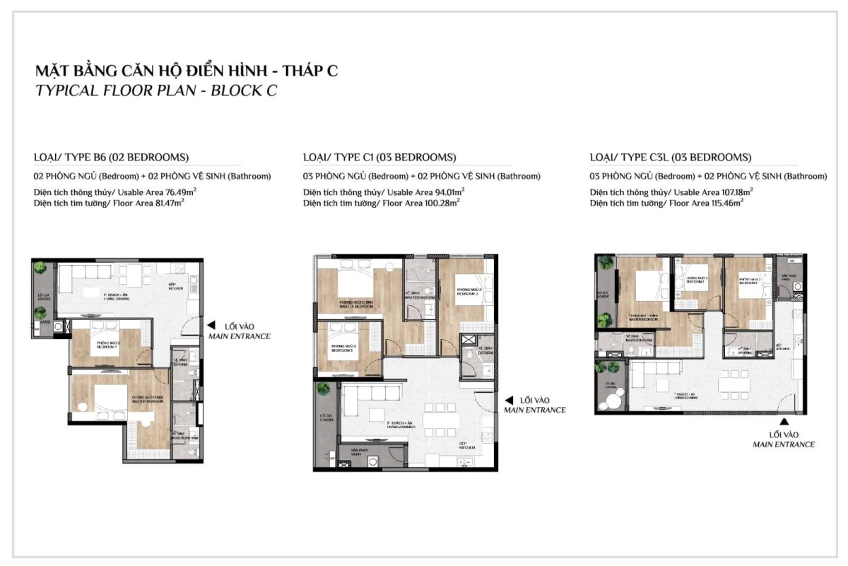 Mặt bằng căn hộ điển hình tháp C