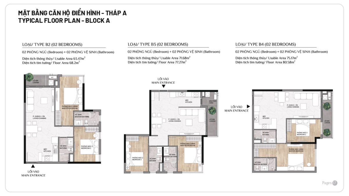 Mặt bằng căn hộ điển hình Elysian của Block A