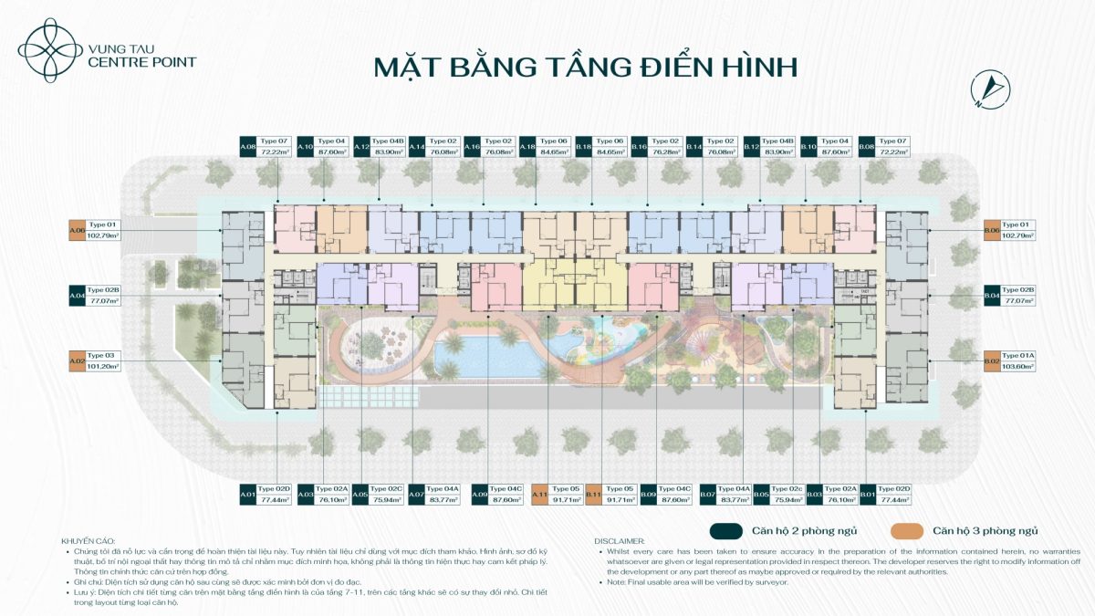 Mặt bằng tầng điển hình căn hộ Vũng Tàu Centre Point