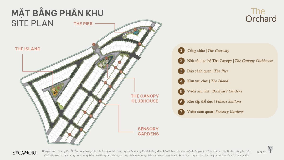 Mặt bằng phân khu thấp tầng The Orchard thuộc Dự án Sycamore